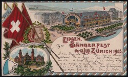 Schweiz Lithographie 1905 „Eidgen. Sängerfest Zürich“Schweiz ...