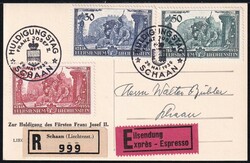 Liechtenstein 1939 Mi. Nr. 180 bis 182 (Pf. 182 II) auf Karte als FDC ...