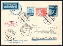 Österreich, Flugpost, Zeppelinpost, 1936, 1.Postfahrt vom LZ 129, Nr ...