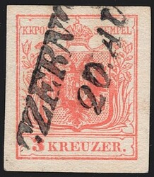 Österreich 1850 3 Kreuzer FB Nr. 3 MP Gravurtype 2-1 gestempelt ...