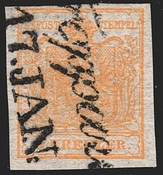 Österreich 1850 1 Kreuzer FB Nr. 1 „zartorange“ HP Type III ...