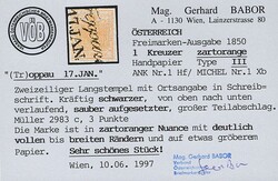 Österreich 1850 1 Kreuzer FB Nr. 1 „zartorange“ HP Type III ...