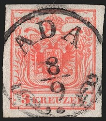 Österreich 1850 3 Kreuzer FB Nr. 3 „rot“ HP Type IIIa gestempelt ...
