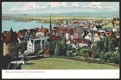 Lithokarten, Zug, von der neuen Pfarrkirche gesehen, 1906 Für ...
