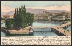 Lithokarten, Geneve Ile Rousseau, 1903 Für Details sehen Sie sich ...