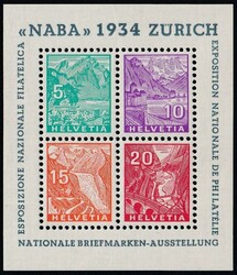 Schweiz Blocks 1934 NABA postfrischKatalogwert CHF 900.- SBK Nr. W1, ...