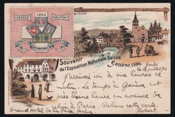 Schweiz Lithographie 1896, Souvenir de la ExpositionSchweiz ...