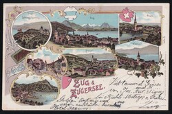 Schweiz Lithographie 1901 „Zug & Zugersee“ Schweiz Lithographie ...