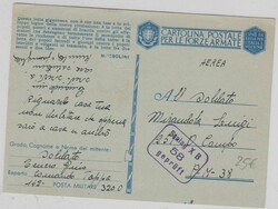 Italienische Feldpostkarte, per Luftpost, an einen Insassen in einem ...