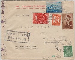Bulgarien, 1940, Expres- Flugpost- Auslandsbrief von Sofia nach Prag, ...