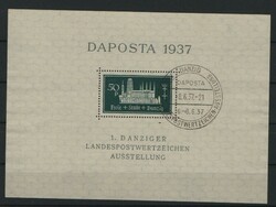 Danzig, 1937, Mi.- Nr.: Bl. 1b mit Pf. I, mit Sonderstempel, ...