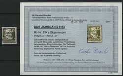 DDR, 1953, Mi.- Nr.: 334 z XI, gestempelt, aktueller Befund Dr. ...
