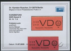 DDR, 1965, ZKD D, Mi.- Nr.: 1 A, **, aktueller K.- Befund Dr. Ruscher ...