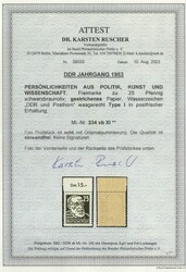 DDR, 1953, Mi.- Nr.: 334 vb XI Or, **, akt. Fotoattest Dr. Ruscher ...