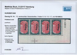 Danzig, 1920, Mi.- Nr.: 15 B + HAN (+3 SR- Marken), **, K.- Befund ...