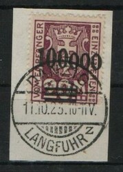 Danzig, 1923, Mi.- Nr.: P 29, auf kl. Briefstück (!), akt. ...