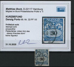 Danzig, 1927, Mi.- Nr.: P 33 PF VII, gestempelt, KB Bock BPP: "e+e"! ...