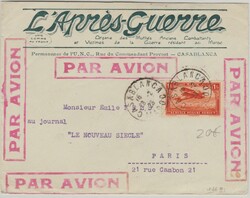 Fr.- Marocco, 1928, 1 Fr. - Lupo, als EF auf Lupo- Auslandsbrief von ...