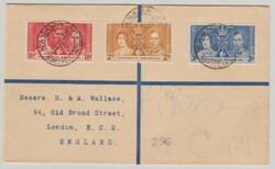 Northern Rhodesia, 1937, Krönungsausgabe als MiF auf Auslands- ...