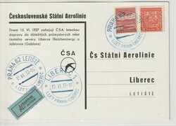 CSSR, 1937, Luftpost- Werbekarte, gelaufen via Luftpost von Prag nach ...