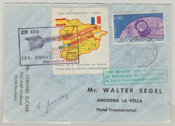 Andorra, 1962, 0,5 Fr. EF auf "Erstflugbrief", zum ersten Start einer ...