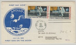USA, 1969, 10 Ct. (2x) MeF auf FDC zur Mondlandung der Apollo 11 ...