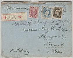 Belgien, 1925 (?), 1,9 Fr. MiF auf Auslands- Einschreiben von Ixelles ...