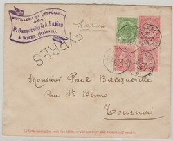 Belgien, 1904, 10 C.- GS- Umschlag + 25 C. als Zusatzfrankatur ...