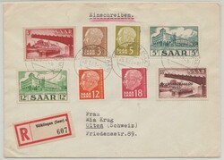 Saarland, 1957, Mi.- Nr.: 363 u.a. in MiF auf Einschreiben- ...