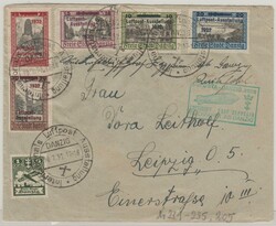 Danzig, 1932, Mi.- Nr.: 231- 35, u.a., auf Zeppelinbrief von Danzig ...
