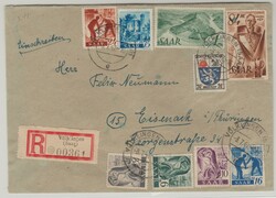 Saarland / FRZ (!), 1947, Mi.- Nr.: 225 u.a. + FRZ, in MiF auf ...