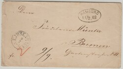 Dänemark, 1862, Unfrankierter Auslandsbrief von Kopenhagen nach ...