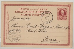 Kreta, 1903, 10 ...- GS- Karte, gelaufen als Auslandspostkarte von ...