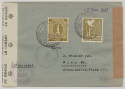 D., Kontrollrat, 1947, Mi.- Nr.: 937 + 959 als MiF auf Auslandsbrief ...
