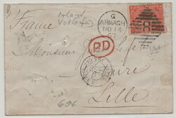 GB / Irland- Vorläufer, 1867, 4 P. EF auf Aus landsbrief von Armagh ...