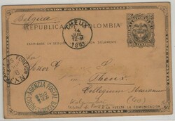 Kolumbien / Panama, 1893, Kolumbianische 2 Ct.- GS- Karte, gelaufen ...