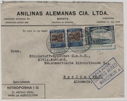 Kolumbien, 1935, 72 Ct. MiF (mit Olympiamarke, 1935!) als Luftpost- ...