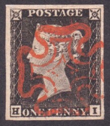 1d Intense Black (HI) Plate 1a in an early bright impression- 4 very ...