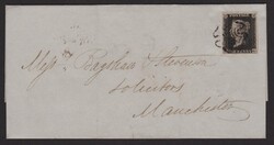 1d Black (HC) Plate 1b used on cover from London March 18th 1841 ...