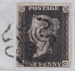 1d Black (HC) Plate 1b used on cover from London March 18th 1841 ...