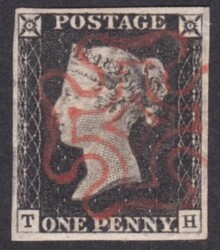 1d Black (TH) Plate 2 from state 2 (shows strenghened right hand ...