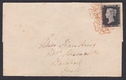 1d Black (HK) Plate 2 used on cover from St.Albyns 1st July 1840- ...