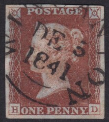 1841 1d Red (HD) From Plate 2 cancelled by a fine Wincanton town CDS. ...