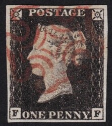 1d Black (FF) Plate 1a with Inverted Wk Very Fine used - 4 good ...