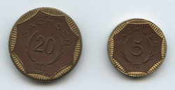 125.90: Auxiliary coins and tokens - porcelaine coins and token
