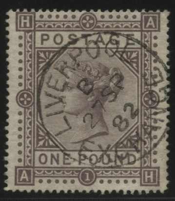 1878, 1 Pound bräunlichlila Victoria, farbfrisch, zentrisch und ...