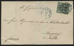 1855, 1 Ggr meergrün, farbfrisch und gut gerandet auf Brief von ...