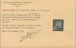 1859, 5 Baj violett, Kabinettstück, Fotoattest Raybaudi ...