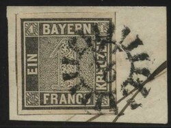 1850, 1 Kr. grauschwarz, Platte 2, allseits gleichmäßig breitrandig ...