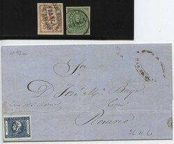 5 C. rot und 10 C. grün, je breitrandige Kabinettstücke mit " ...